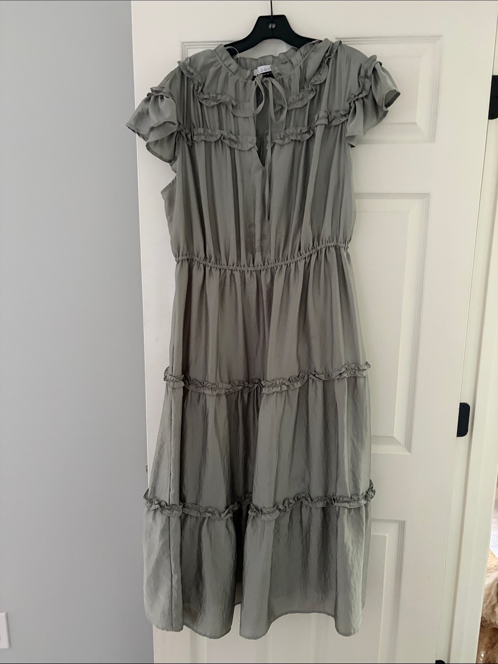 Eloquii Sage Green Ruffled Tiered Maxi Dress
